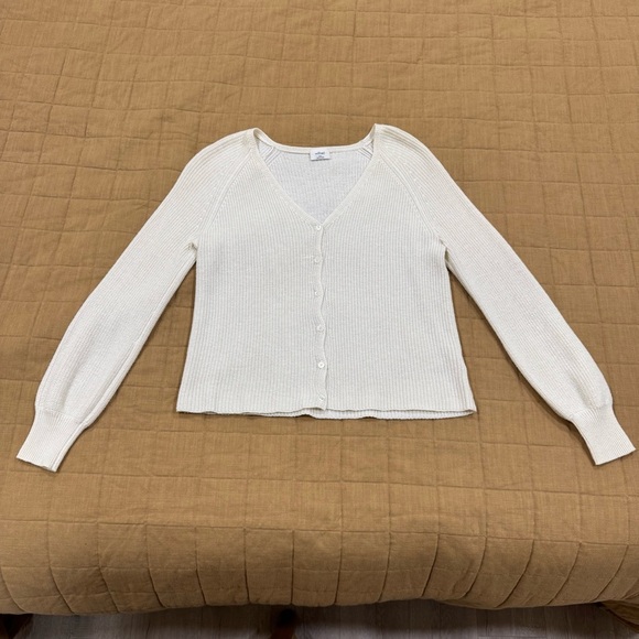 Aritzia Wilfred Wool Cotton White Cardigan #79024 Size 2XS Runs Big 
Oversized - Picture 1 of 8